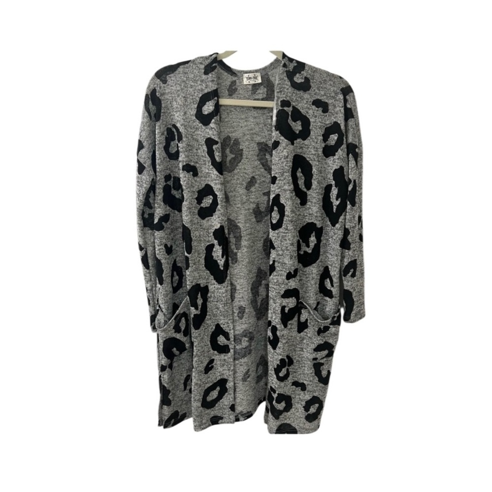 Leopard Print Flowy Black & Grey Cardigan
